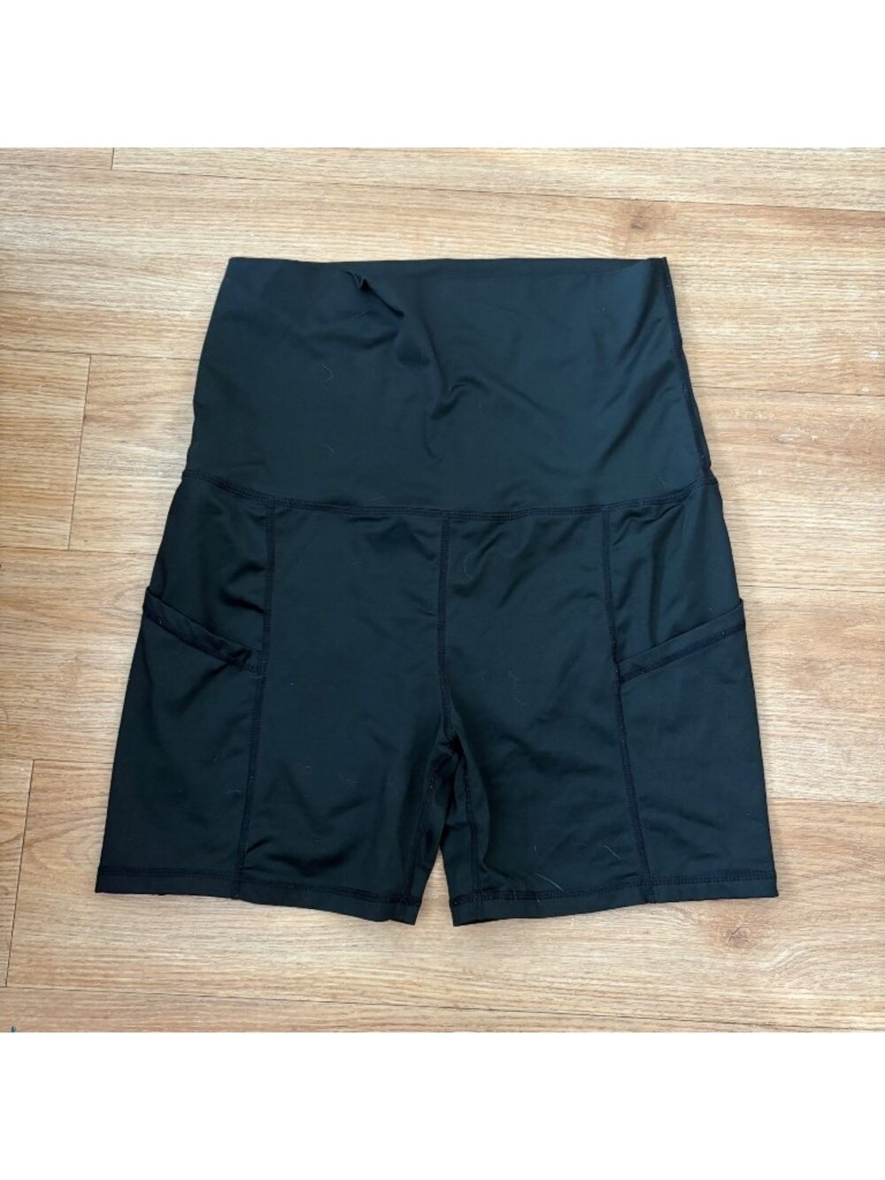 Maaci Maternity Super High Rise Fitted Spandex Shorts Black Women’s Size M